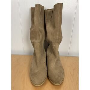 Steve Madden P-Neece Tan‎ Suede Loose Calf Fit Flat Pull On Boots Women's 7.5